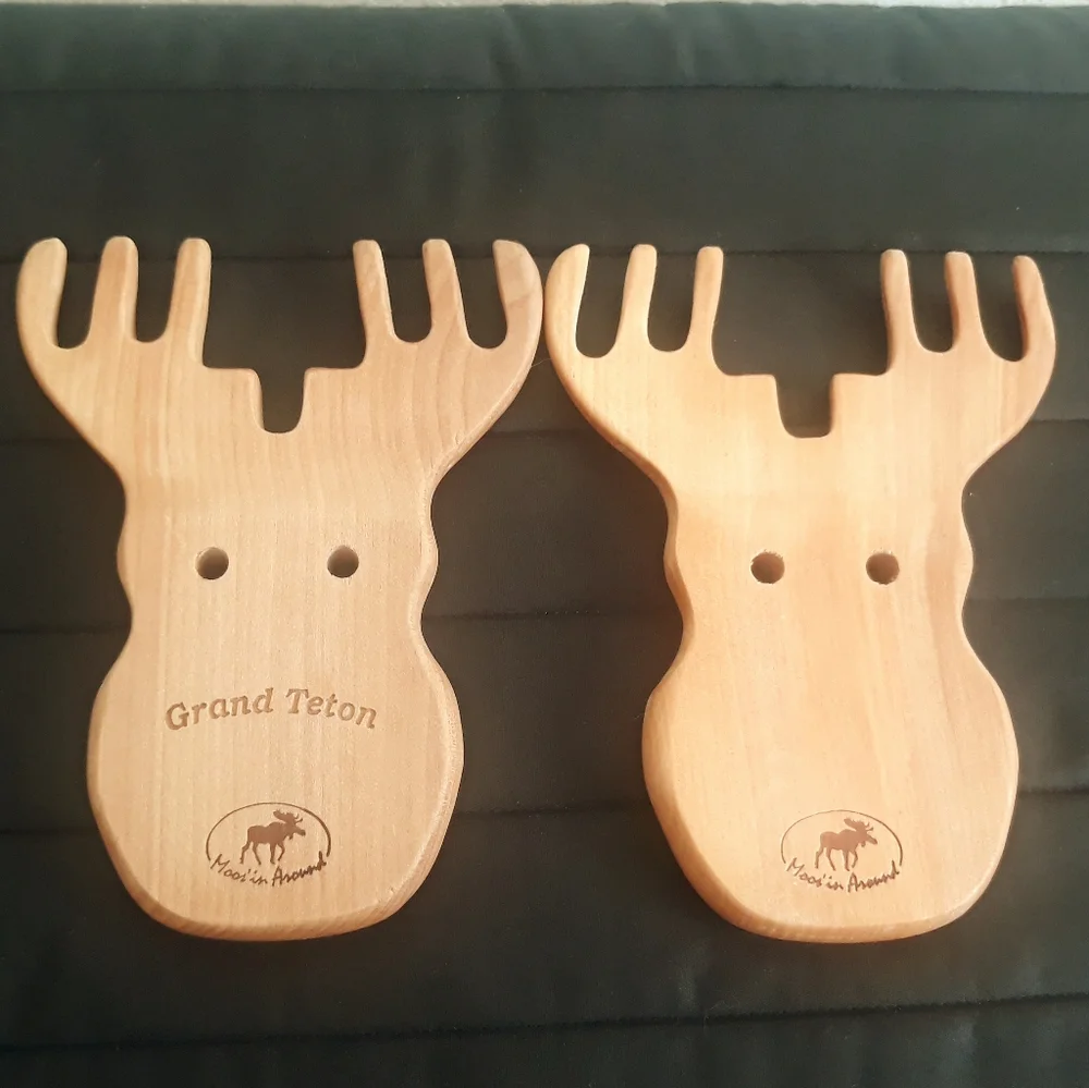 Rock Creek Trading Company Wood Moose Salad & Pasta Servers